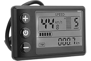 Electric LCD Display Meter, S866 24V 36V 48V 60V E Bike Display Meter Control Panel with Waterproof 6 Pin Plug, Backlight Scr
