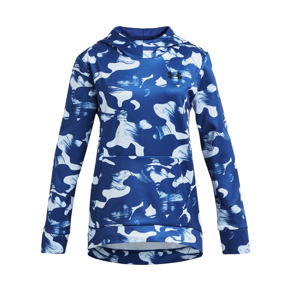 Under Armour Girls’ Armour Fleece Printed Hoodie, (432) Tech Blue / / Black, Small