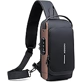 HAN-LBG Sling Bag for Men Women, Black Anti-theft Crossbody Bags with USB Charging Port Waterproof Crossbody Sling Backpack Shoulder Bag for Hiking Cycling Running Travel