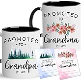 Vivulla68 Promoted to Grandparents Mug 2026 with Greeting Card, Pregnancy Reveal Gift for New Grandma and Grandpa, First Time Grandparents Coffee Cup, Baby Announcement Idea, Grandma And Grandpa Mugs