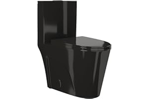 Swiss Madison St. Tropez SM-1T254GB One Piece Elongated Toilet with Comfort Chair Seat ADA Height Vortex™ Flush in Glossy Black 1.1/1.6 gpf