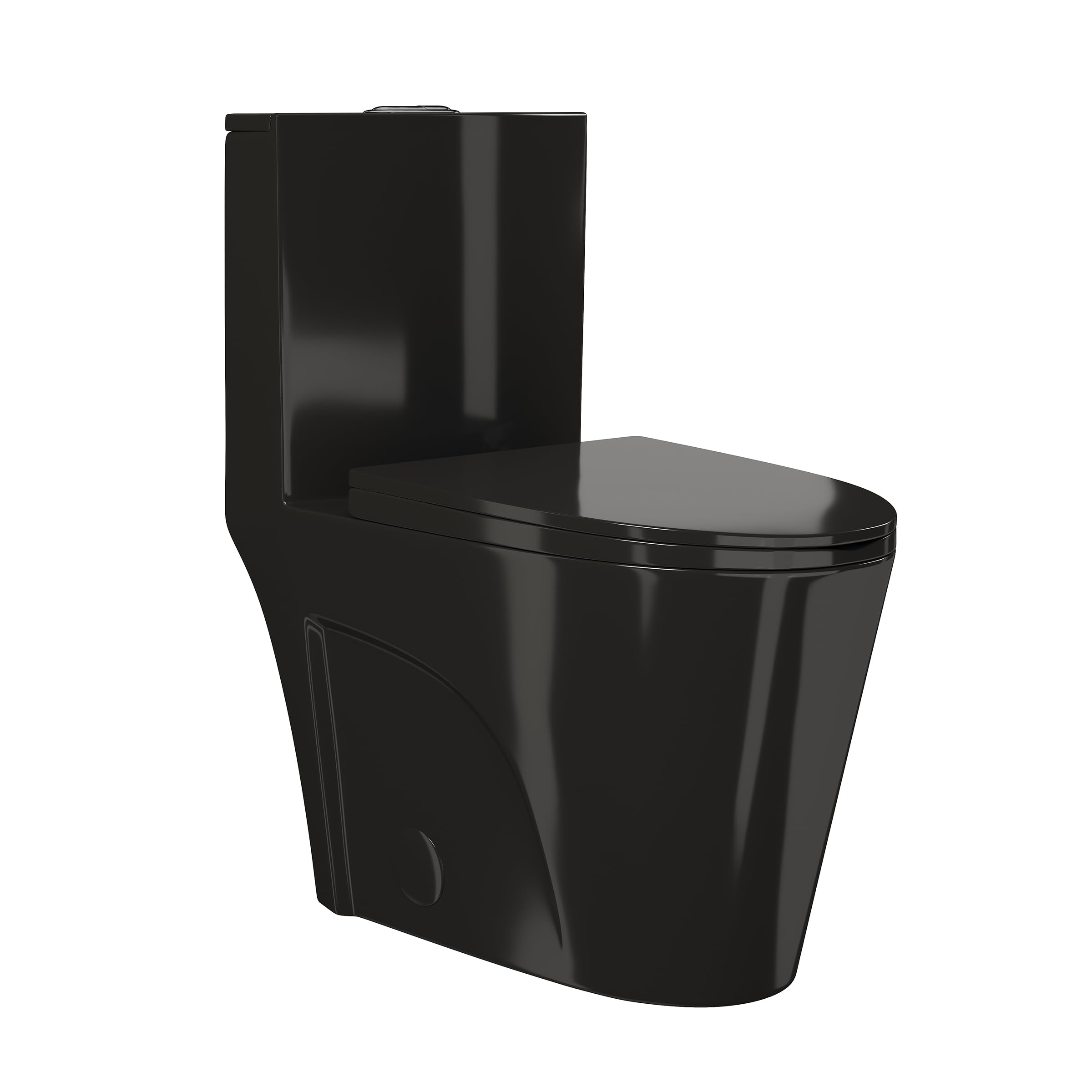 Photo 1 of Swiss Madison St. Tropez SM-1T254GB One Piece Elongated Toilet with Comfort Chair Seat ADA Height Vortex™ Flush in Glossy Black 1.1/1.6 gpf