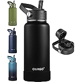 CIVAGO 32 oz Insulated Stainless Steel Water Bottle with Removable Straw | Large Leakproof Metal Water Jug, Sports Thermal Fl