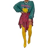 RAMOUG Summer Knot Skirts for Women Plaid Asymmetrical Hem High Waist Y2K Mini Short Skirt