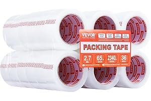 VEVOR Clear Packing Tape, 3 inches Core, 36 Rolls 1.88 Inches x 65 Yards Packing Tape, 2.7 Mil Thick, Heavy Duty Packaging Ta