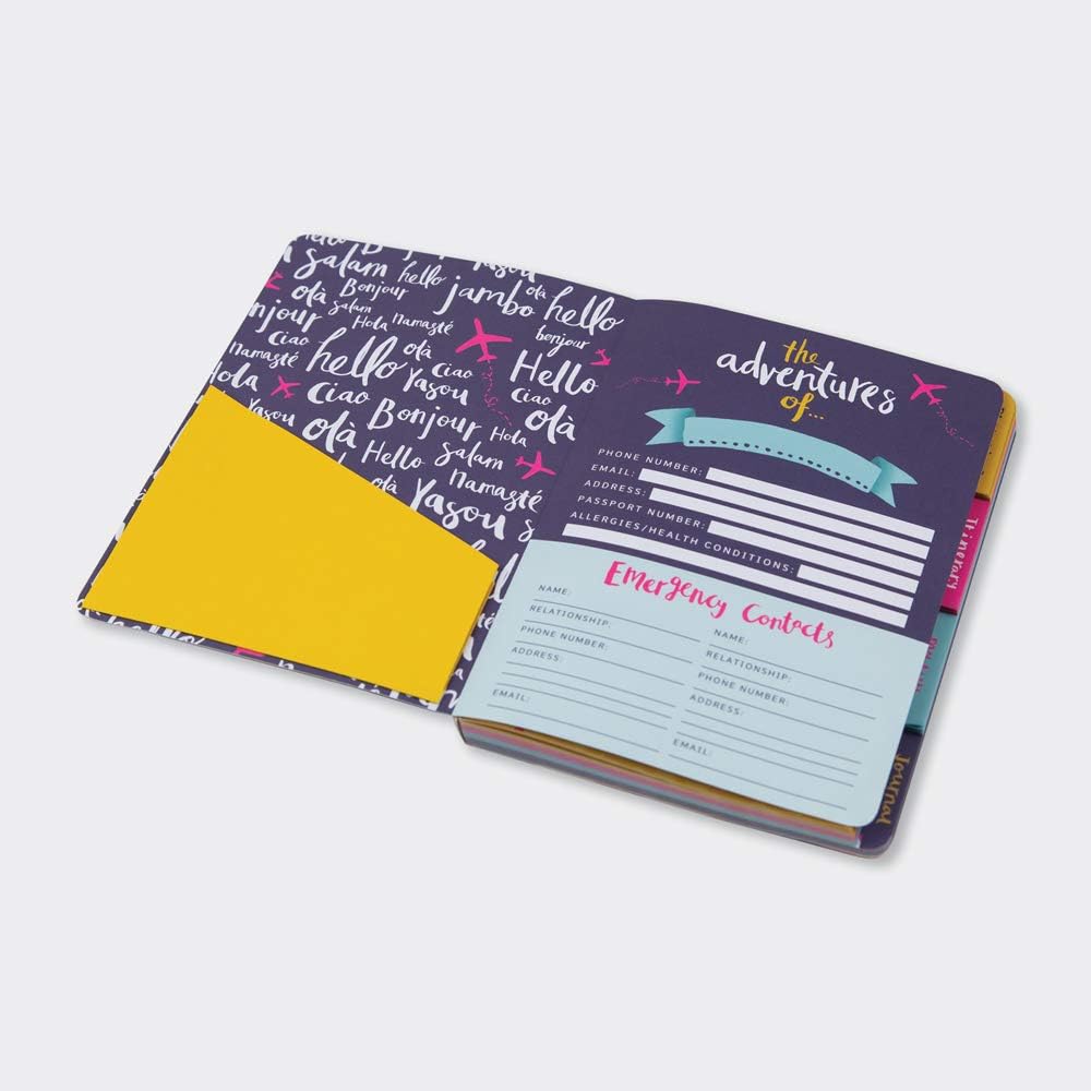 Soft Covered Travel Planner & Journal with 4 Tabbed Sections and So The Adventure Begins, Black, FLOWER - Image 4