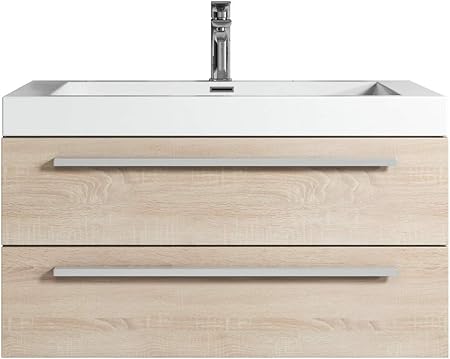 Badezimmer Badmobel Rome 80 Cm Eiche Hell Unterschrank Schrank Waschbecken Waschtisch Amazon De Kuche Haushalt