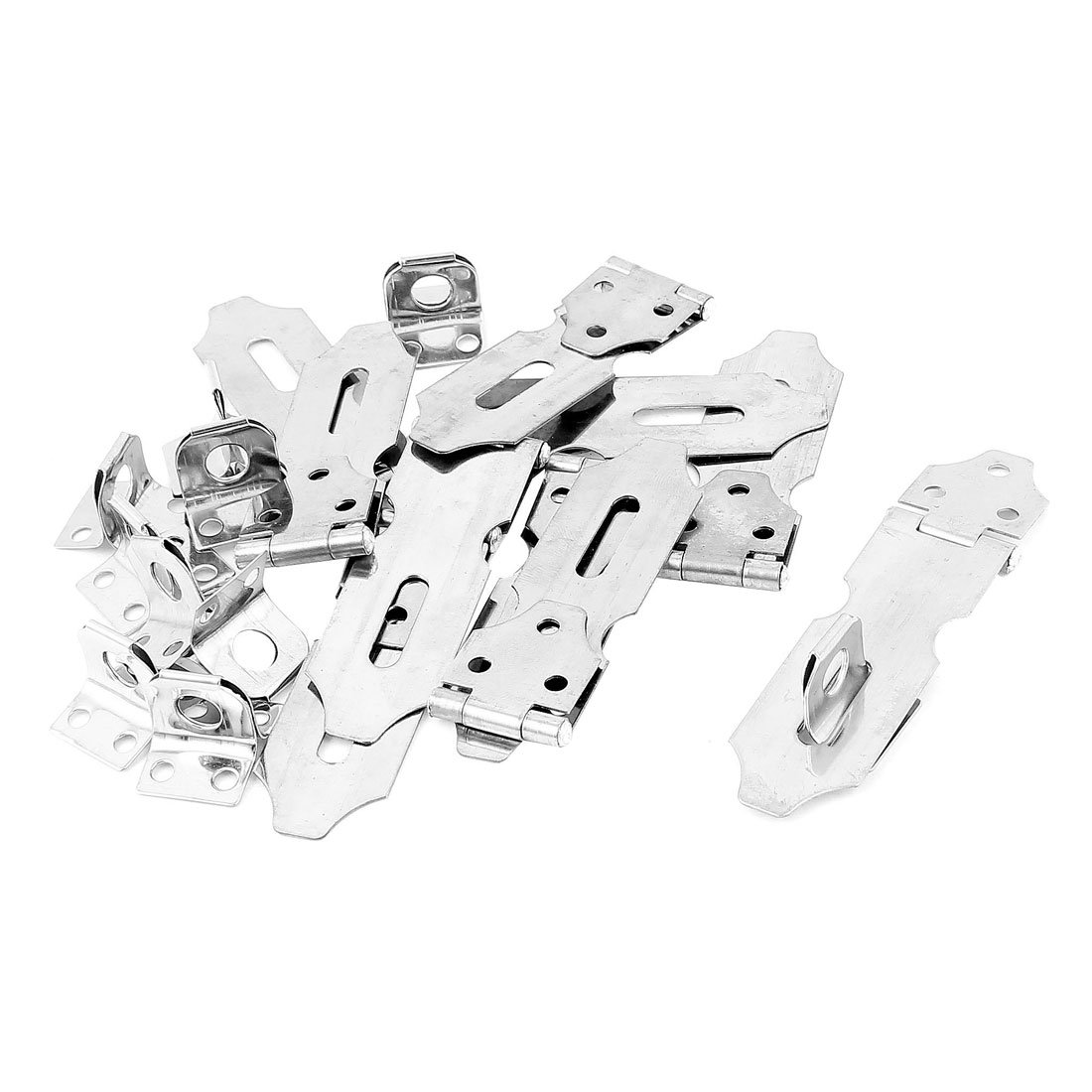 Sourcingmap Door Safety Lock 3.5 Inch Metal Padlock Hasp Staple Silver Tone 10pcs