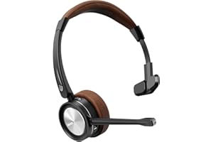 MAIRDI Wireless Headset with Microphone for Work, Trucker Bluetooth Headset for Cell Phone PC Office, Mono Wireless Bluetooth Headset 5.1 Multipoint for Teams Home Work Driver