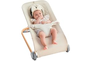 Fodoss Baby Bouncer, Portable Bouncer Seat for Babies, Ergonomic Design Baby Bouncer Chair, Baby Bassinet for Infants, Beige