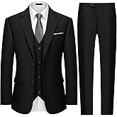 MAGE MALE Mens Two Button 3-Piece Suits Slim Fit Tuxedo Set with Blazer Jacket Vest & Pants for Wedding Prom Business