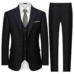 MAGE MALE Mens Two Button 3-Piece Suits Slim Fit