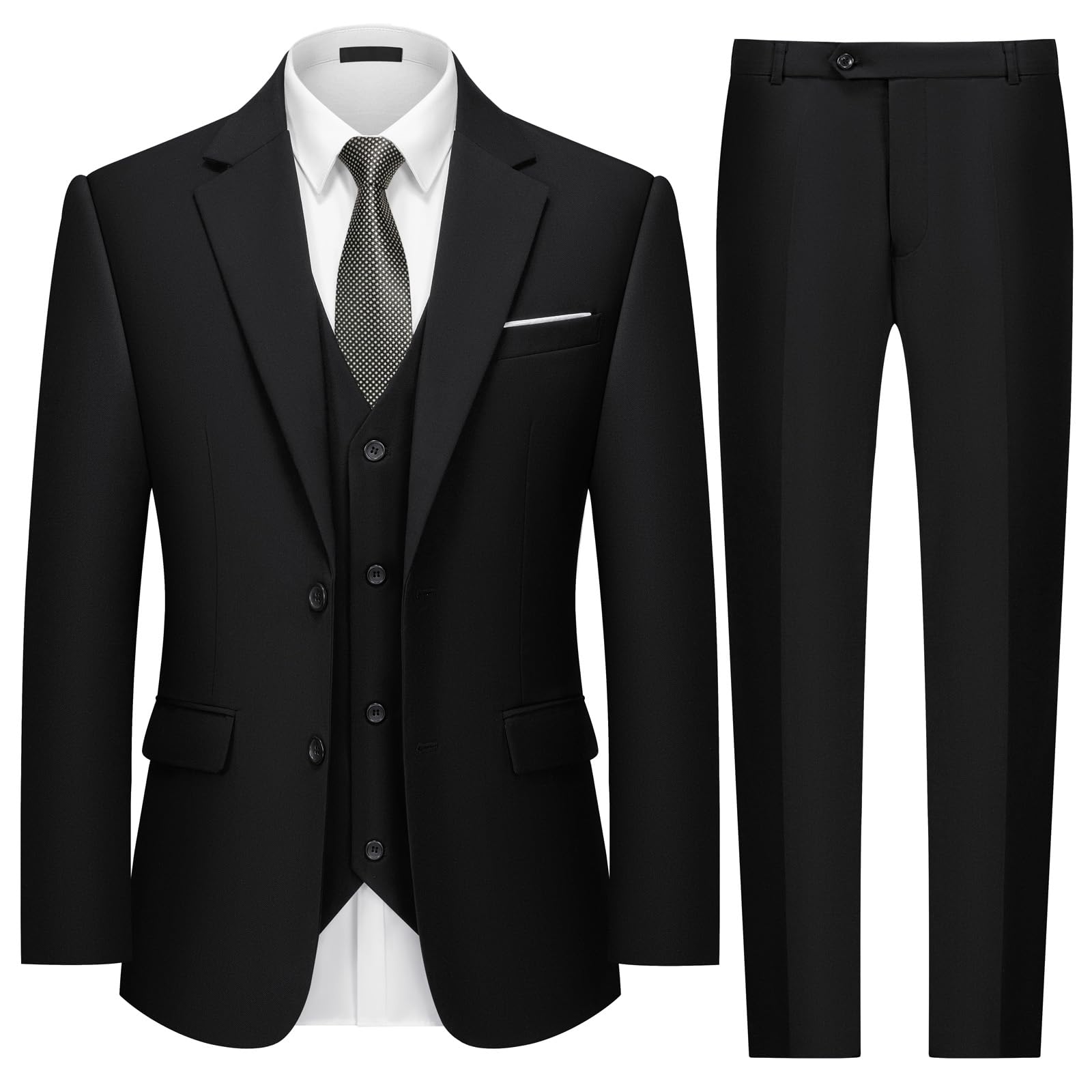 MAGE MALE Mens Two Button 3-Piece Suits Slim Fit