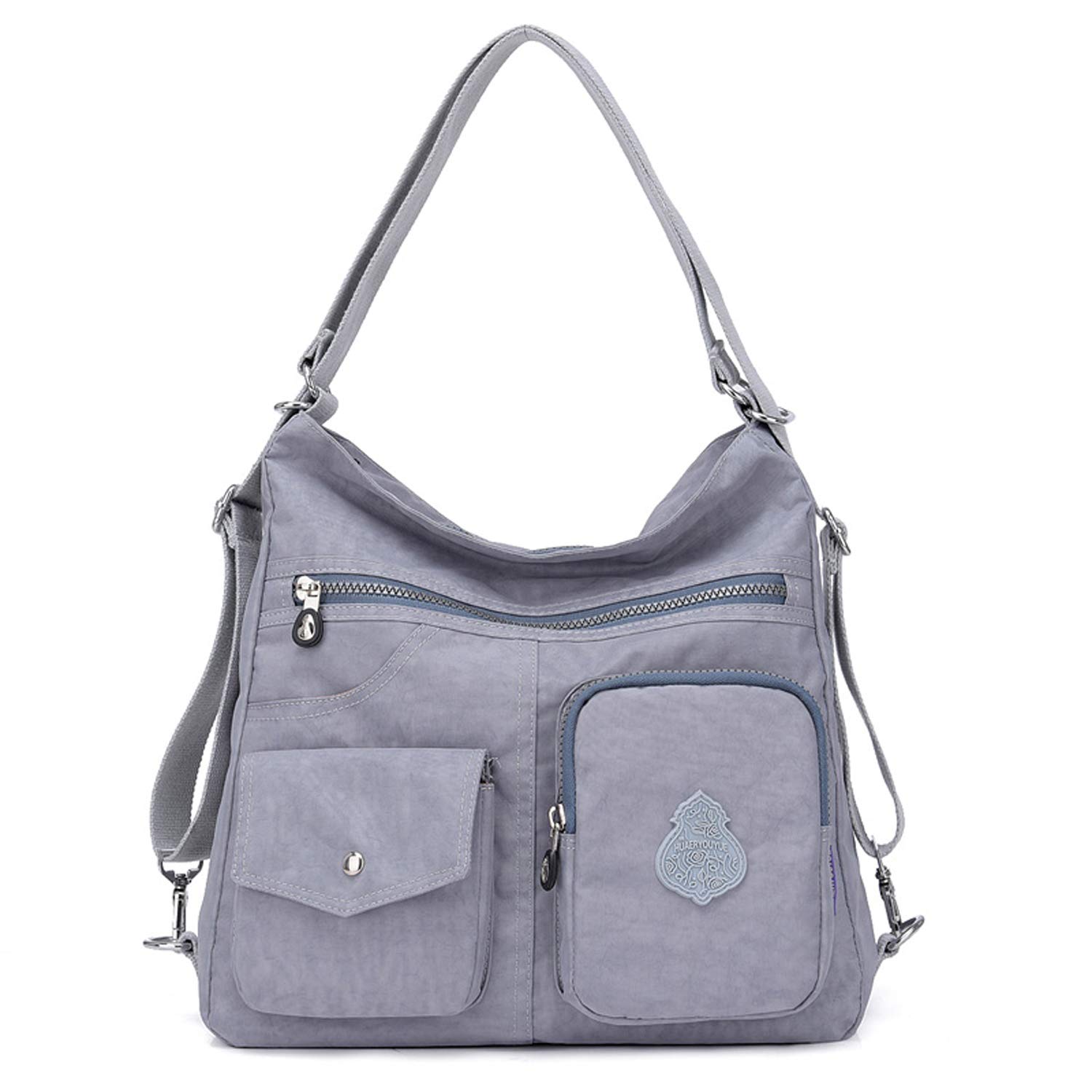 Outreo Shoulder bag, handbag, messenger bag, women's shoulder bag, waterproof backpack, messenger bag, school bag, travel bag, grey, L, Saddlebags