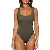 REORIA Body Suits Tank Top for Women Scoop Neck Sleeveless Ribbed Sexy Slimming Bodysuit Tops 2026 Summer Going Out Outfits