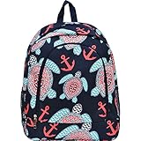 Sea Turtle Anchor Print Large Canvas School Backpack