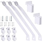 Chaokant 12 Inch Wire Shelf Brackets Set, 3 Pack Metal Shelf Supports + 6 Shelf Clips &amp; 2 End Brackets, Wire Shelving Accessories for Wardrobe and Wall Bracket Installation