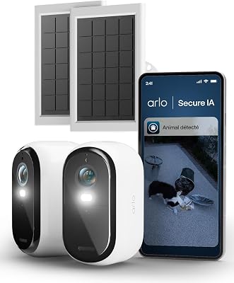 Essential 3, Caméra de Surveillance WiFi, Vidéo HD, 2 Caméras + Solar