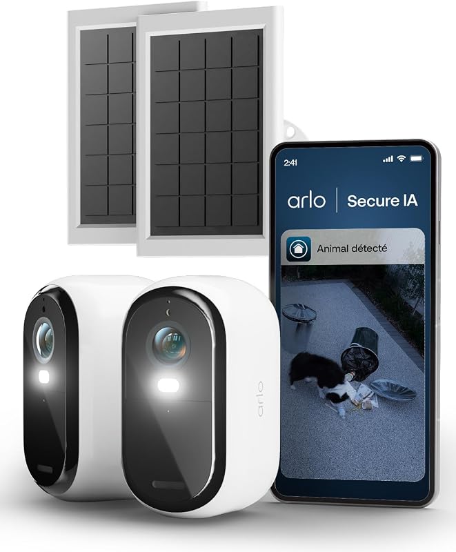 Essential 3, Caméra de Surveillance WiFi, Vidéo HD, 2 Caméras + Solar