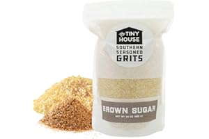 THE TINY HOUSE FINE SOUTHERN FOODS The Tiny House Stone Ground White Corn Seasoned Grits with Brown Sugar Spice - Old Fashioned Flavored Grits - Easy to Prepare Southern Grits – Proudly Made in the USA - 24 Ounce Bag