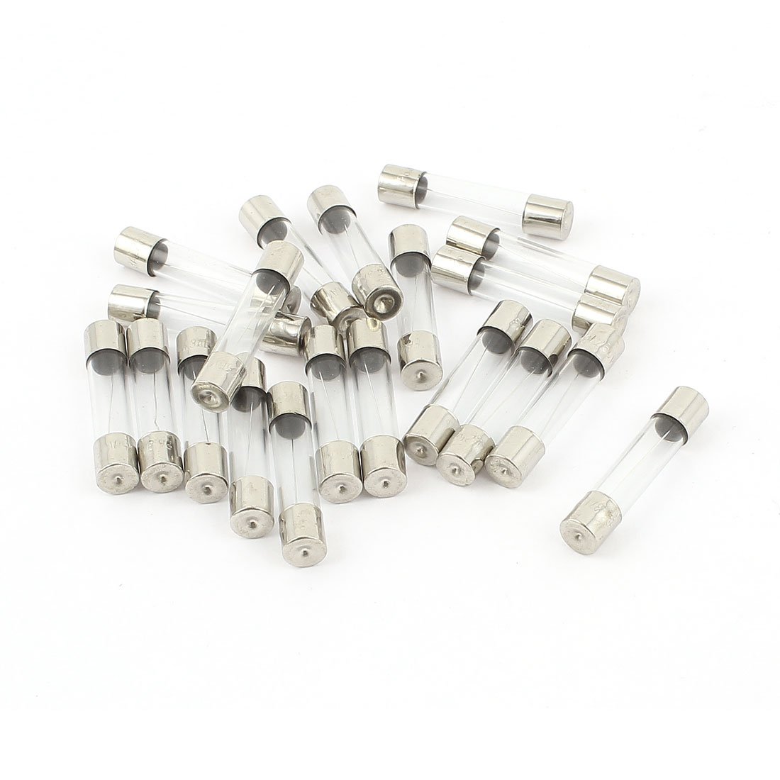 sourcingmap 20pcs 6x30mm Quick Blow Low Break Capacity Glass Tube Fuse 6.3A 250V