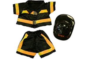 STUFFEMS TOY SHOP 20031-Fireman Outfit with Helmet Clothes for 14" - 18" Stuffed Animals and Dolls