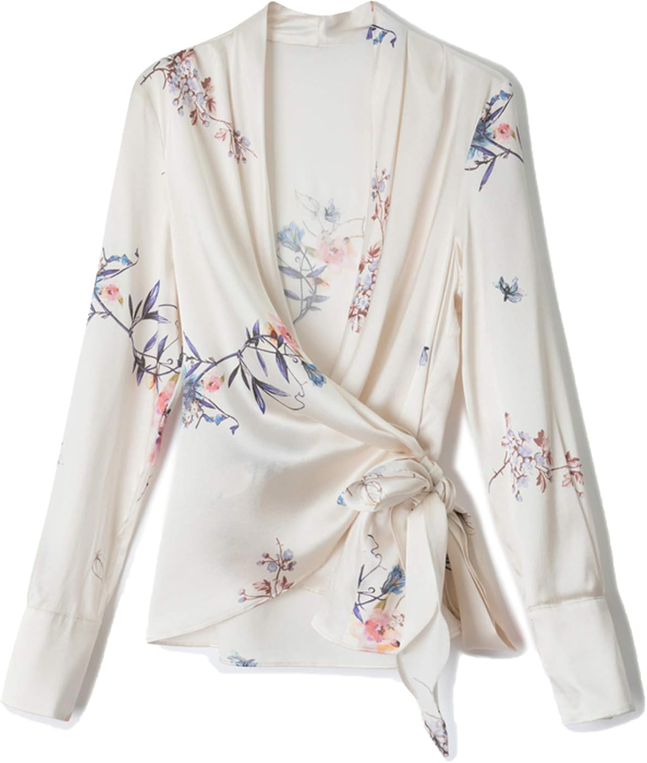 Blouses Korean Silk Women Woman Satin Print Shirt Women Long Sleeve