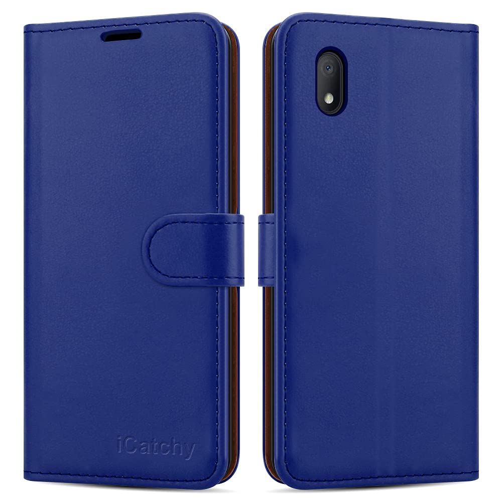 iCatchy for Alcatel 1B Case (2020) Leather Wallet Book Flip Folio Cover (Blue)