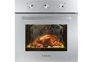 Electric Wall Ovens 24 Inch, GASLAND ES609MS Built-in Electric Wall Oven, 240V 3200W 2.3Cu.ft Convection Oven with Rotisserie, 9 Cooking Modes, Mechanical Knob Control, Stainless Steel