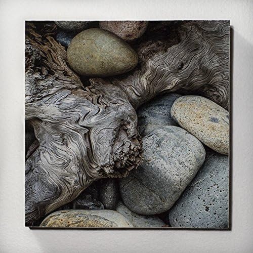 Beach Stones - a Photography Print mounted on a 4-inch x 4-inch wood panel, Home Wall Decor, Kitchen Wall Art, Accent Wall Art, Home Wall Decor, Kitchen Wall Accents