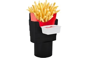iSaddle French Fry Cup Holder - Automotive Interior Accessories Chips CupHolder for Cell Phone Fast Food Drink Beverage Key Fob Fits Vehicle Boat Truck RV (2.75 inch Base, Black Color)