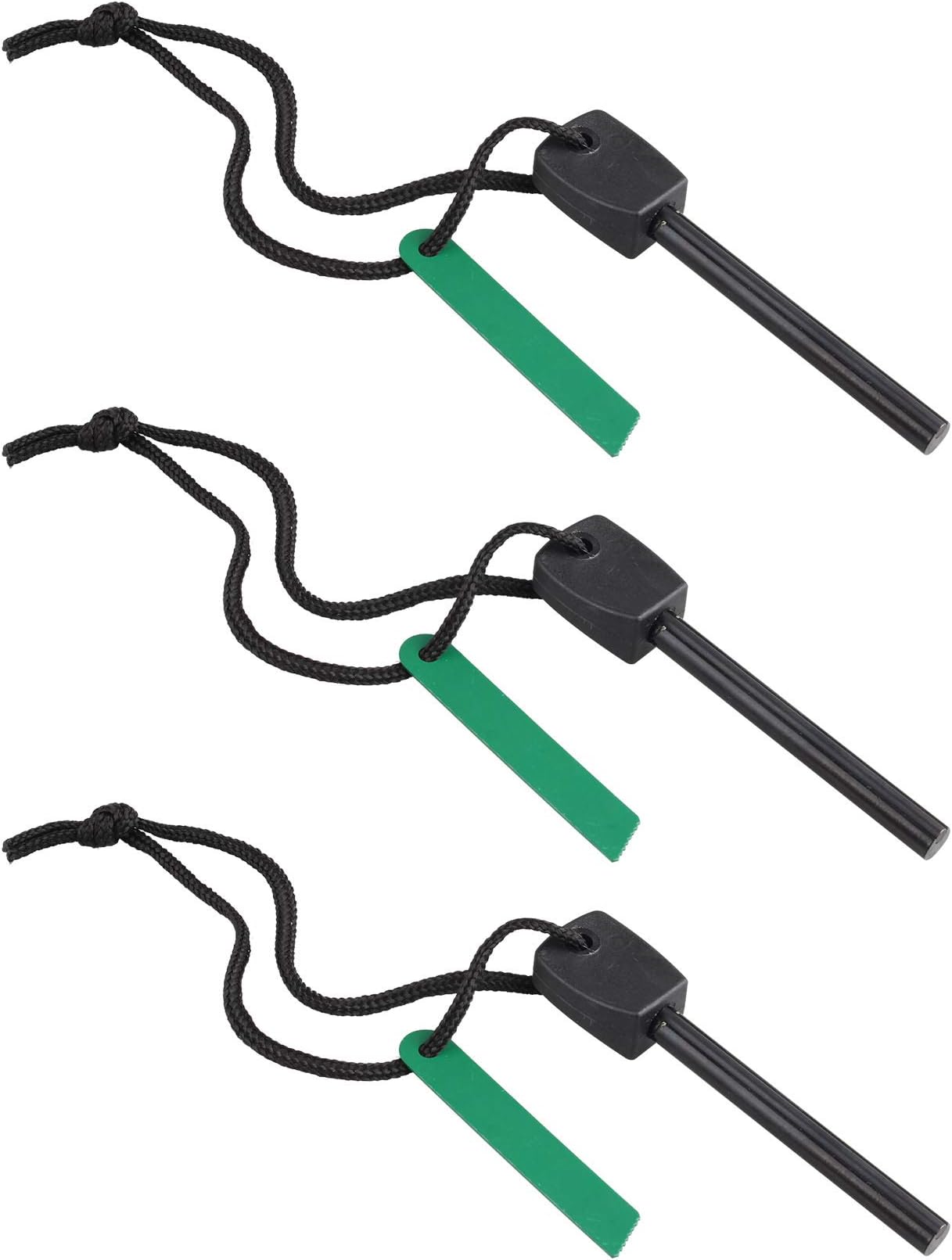 Jopto 3PCS Pocket Fire Steel Fire Starter Flint Striker Waterproof Magnesium Stone Glow Light in the Dark Portable for Outdoor Camping Living Emergency Survival Tool Kit Flint Rod + Scraper Large