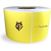 Thermal Transfer Paper Label/Industrial Grade 4"X 6" Yellow, with Perforation, 3" Core, 8" OD,1000 Labels/Roll (4 Rolls per Box), Compatible with Zebra, Godex and Datamax Printers