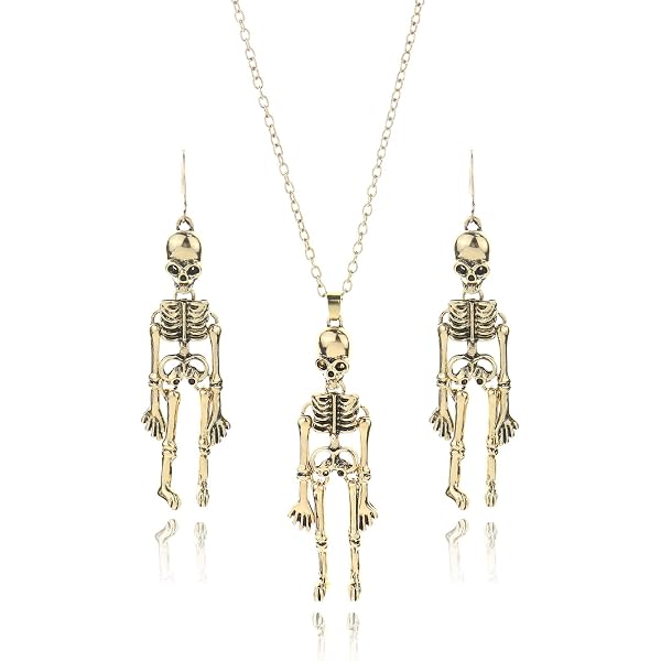 Set Bijoux Halloween - Collier Et Boucles D'oreilles Mains Squelettes - Argenté