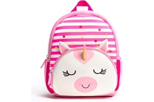 KK CRAFTS Toddler Backpack, Waterproof Preschool Backpack, 3D Cute Cartoon Neoprene Animal Schoolbag for Kids, Lunch Box Carry Bag for Boys Girls, Unicorn