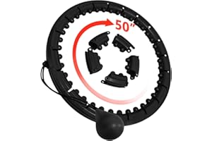 Brebon Weighted Hoola Exercise Fit Hoops Plus Size for Weight Loss, 2 in 1 Weight Loss 24 Detachable Knots Fitness Abdomen Equipment Hoops Adjustable Auto-Spinning Ball for Adult