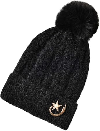black bobble beanie hat
