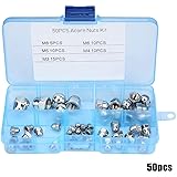 Akozon Dome Cap Nut, 50pcs Acorn Nuts Dome Cap Nuts M3/M4/M5/M6/M8 Acorn Nut Kit Stainless Steel Dome Head Cap Hex Nuts