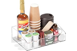 Neatsure Coffee Bar Station Organizer, Acrylic Countertop Holder for Coffee Pod Cup Condiment Stirrers Snack Tea, Coffee Bar Accessories, Decor and Essentials, Gift for Coffee Lovers, Clear