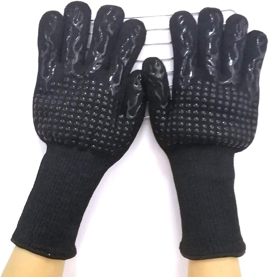 Gants De Barbecue En Silicone Résistants à La Chaleur GEEKHOM - Longueur 35,6 Cm - Résistance Jusqu'à 200°C - Imperméables, Lavables - Rouge