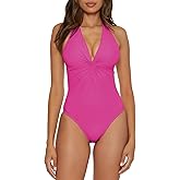 BCA by Rebecca Virtue Womens Twist Front One Piece Swimsuit, Plunge V-Neck, Bathing Suits for Women