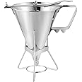 MYFULLY Confectionery Funnel with Stand | Stainless Steel Commercial Grade Cake Decorating Tool with Three Nozzles for Commercial Home Use