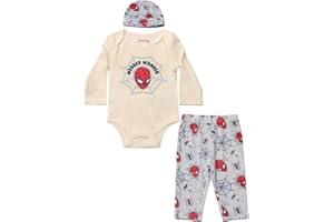 Magic Threadz Disney Clothes Baby Boys Bodysuit, Pants & Hat 3-Piece Outfit – Mickey, Pooh, Stitch, Cars, & Spiderman (0–9M)