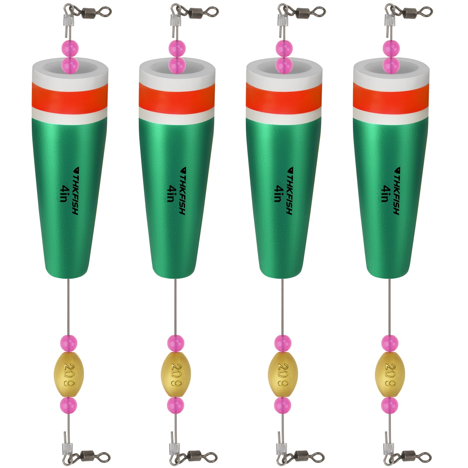 THKFISH Fishing Popping Cork Trout Floats Saltwater 4PCS GREEN 35g