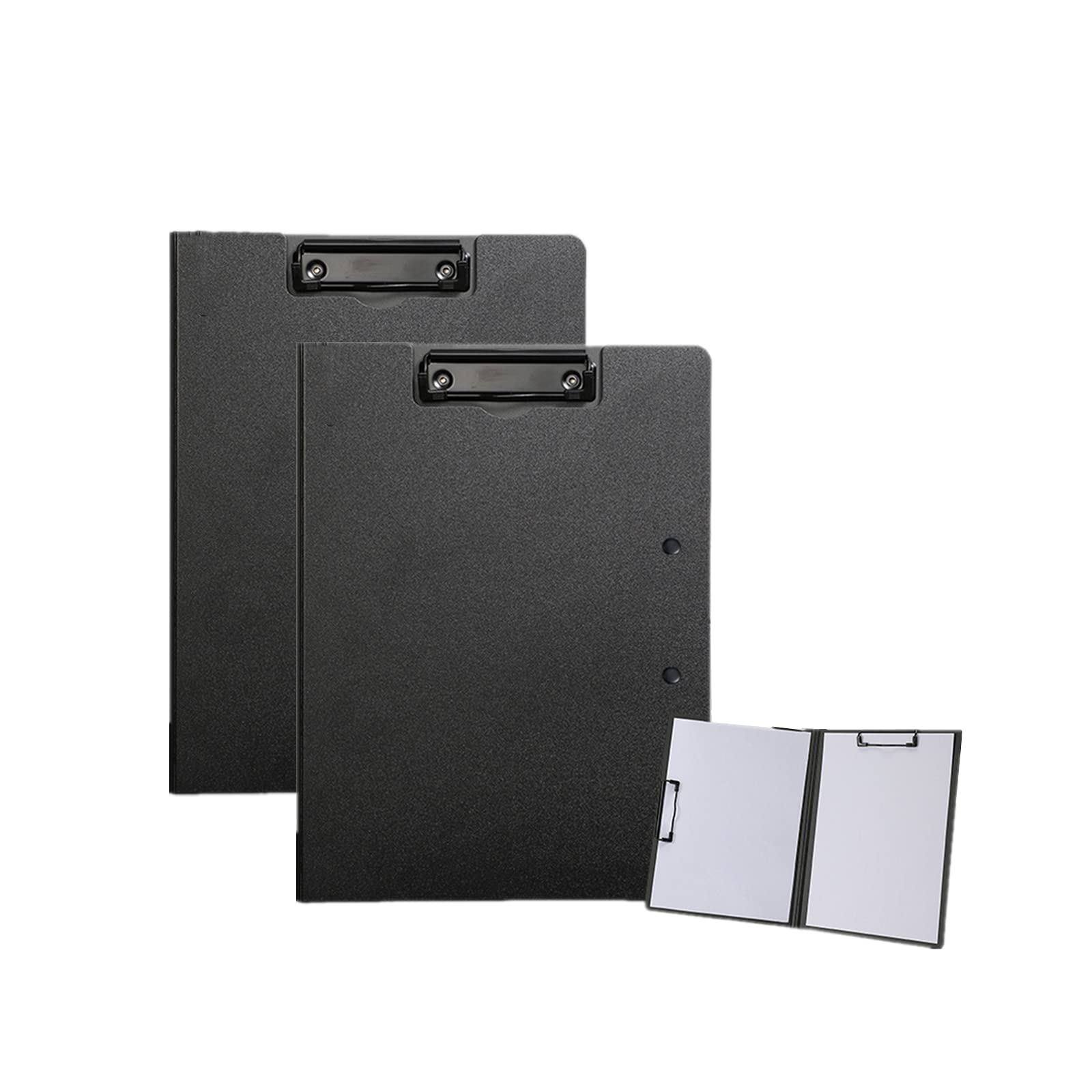 2 Pcs Folding Clipboard,Waterproof File Folder Clipboards,A4 or A3 Size File Cover Folder Writing Clipboards with Two Metal Clip,Support Horizontal and Vertical (Black)