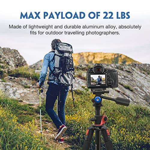 Moman Tripod Fluid Drag Pan Head with Handle and 1/4 Quick Release, Lightweight 3-Ways Panning Ball Head with 22 lb Payload for Tripod Monopod, Slider, DSLR Cameras, Camcorder and Light Stands - Thumbnail 2