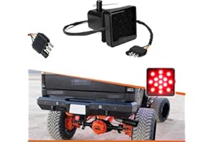 Adiil 2''Size 15-LED Brake Light Trailer Hitch Cover Fit Towing & Hauling，Smoked Lens Tow Hitch Driving & Brake Lamp