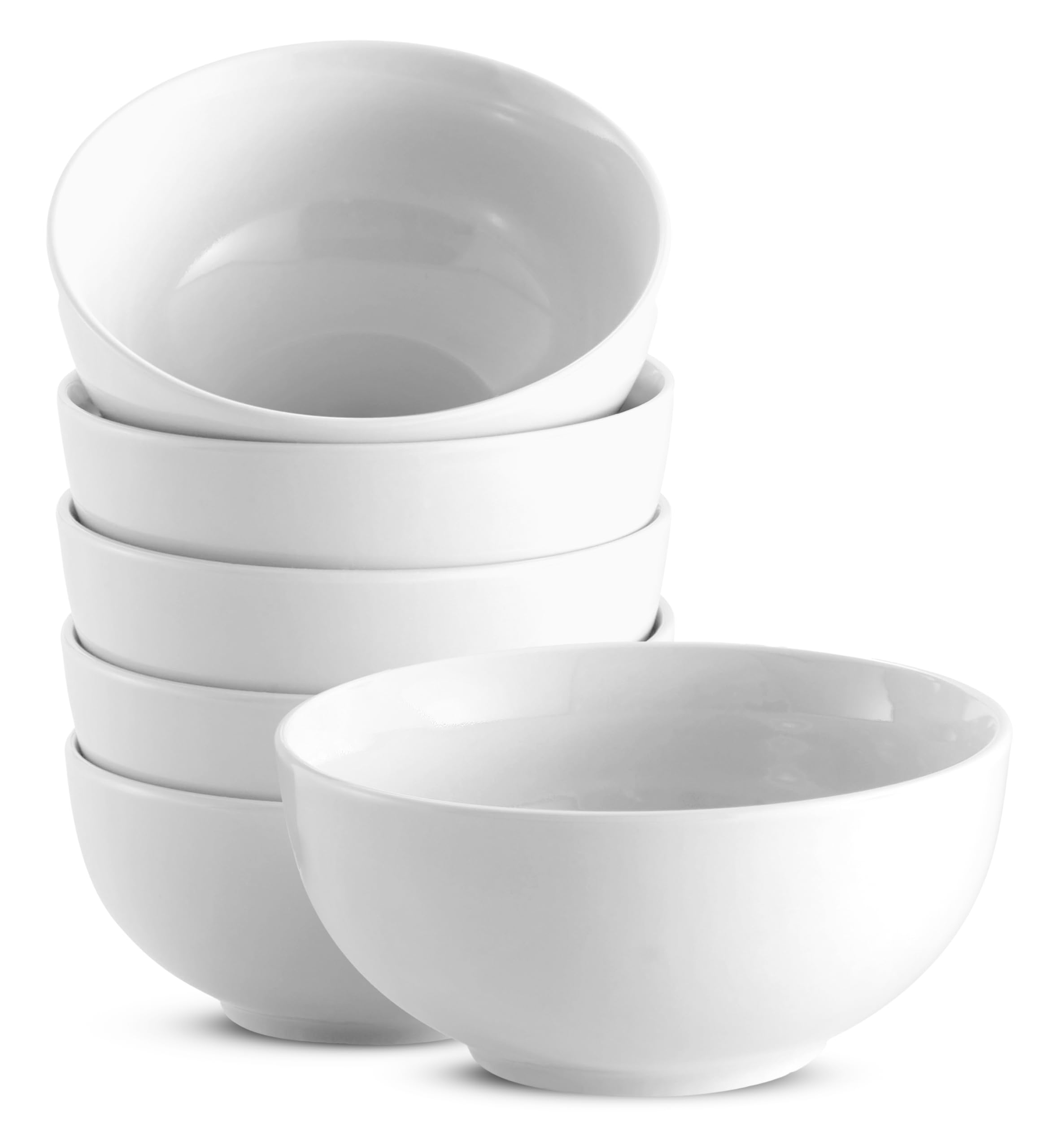 Photo 1 of KooK Soup Bowls, Cereal Bowl, Ceramic, Bowls for Kitchen, Microwave, Dishwasher and Freezer Safe, Porcelain Dishes for Pasta, Salad, Oatmeal, Deep Interior, 20 oz, Set of 6, (White)