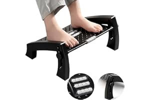 BYMECOST Foot Rest for Under Desk at Work,Adjustable Height Foot Rest,Ergonomic Foot Stool with Roller Massage for Pressure Relief,Portable Footstool Comfortable Leg Rest Under Desk for Office & Home (Black)