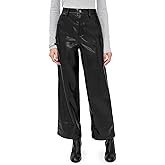 Favorite Daughter Women's The Mischa Faux Leather Super High Rise Wide Leg Ankle Pants